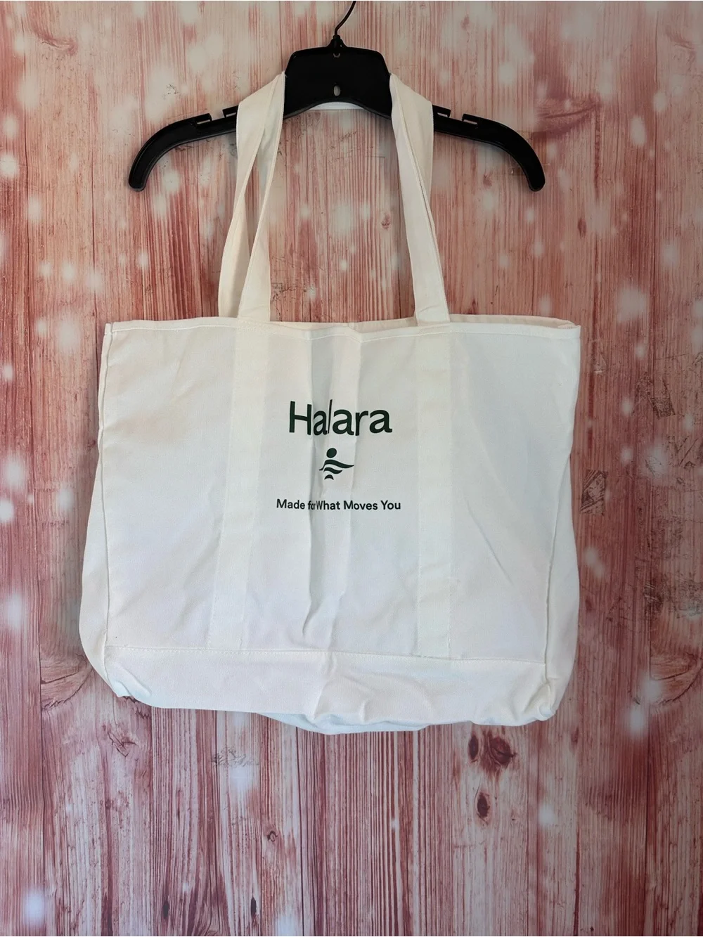 Halara White Logo Green Letter Print Casual Canvas Tote Bag NWT